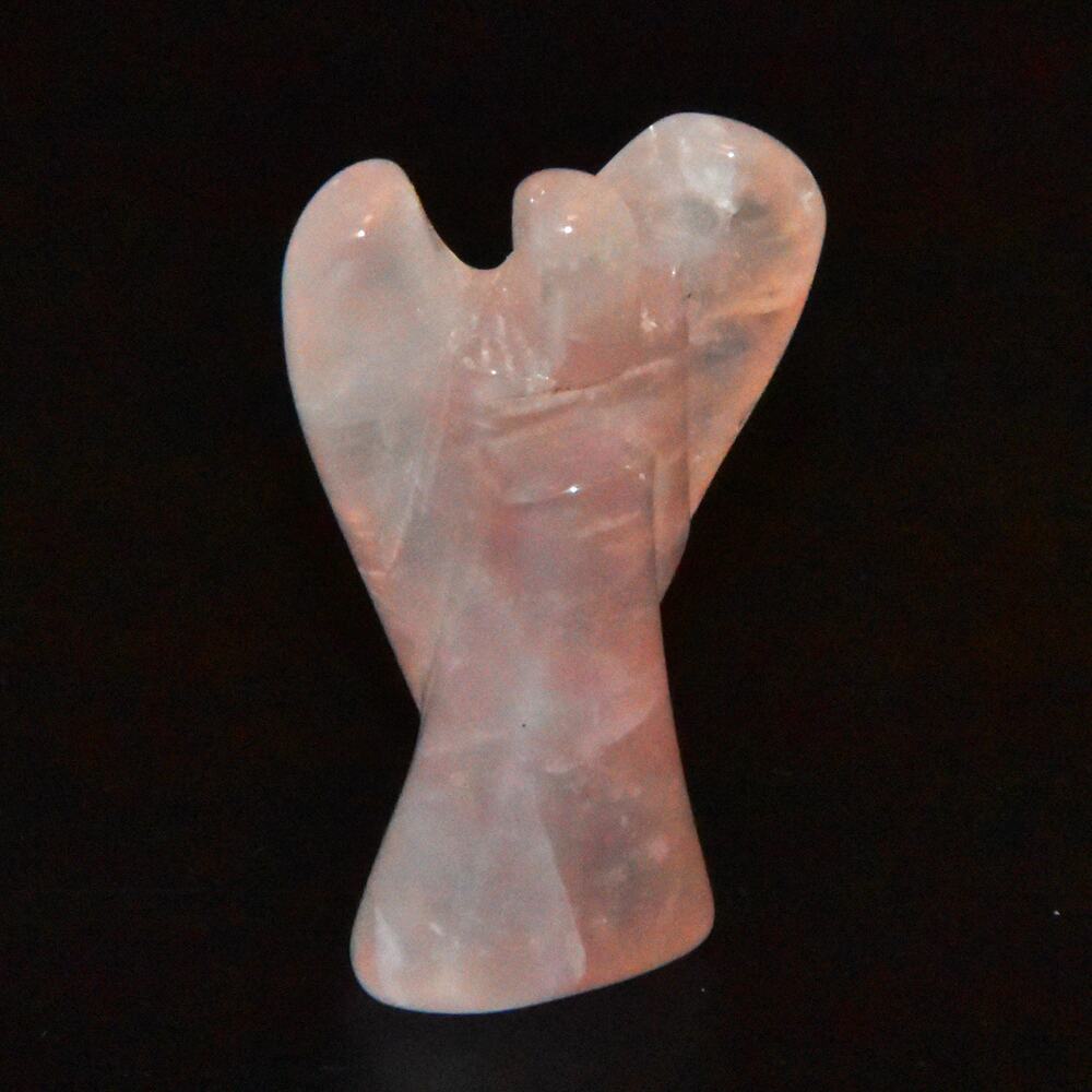 Rose Quartz Angel Figurine, Crystal Stone Statue